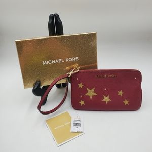 Michael Kors Illustrations Star Leather Wristlet in Cherry